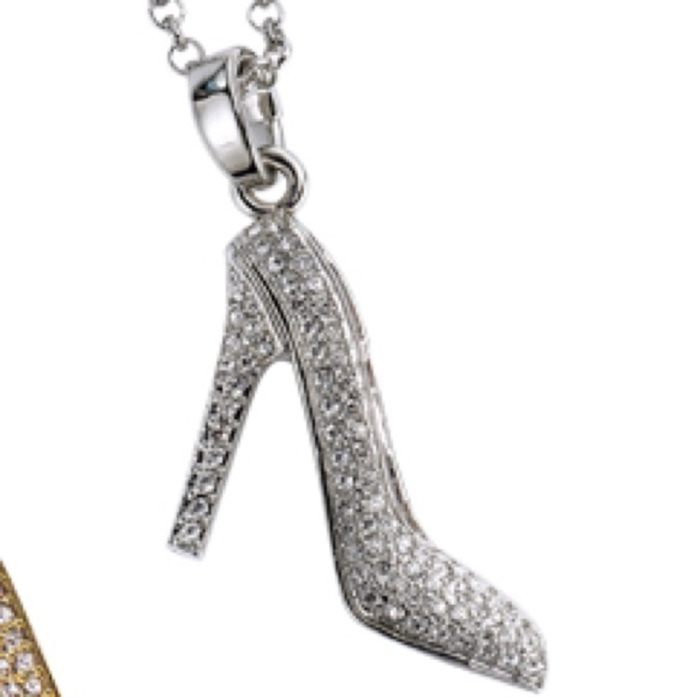 Head over heels 27” long3” charm Swarovski crystal